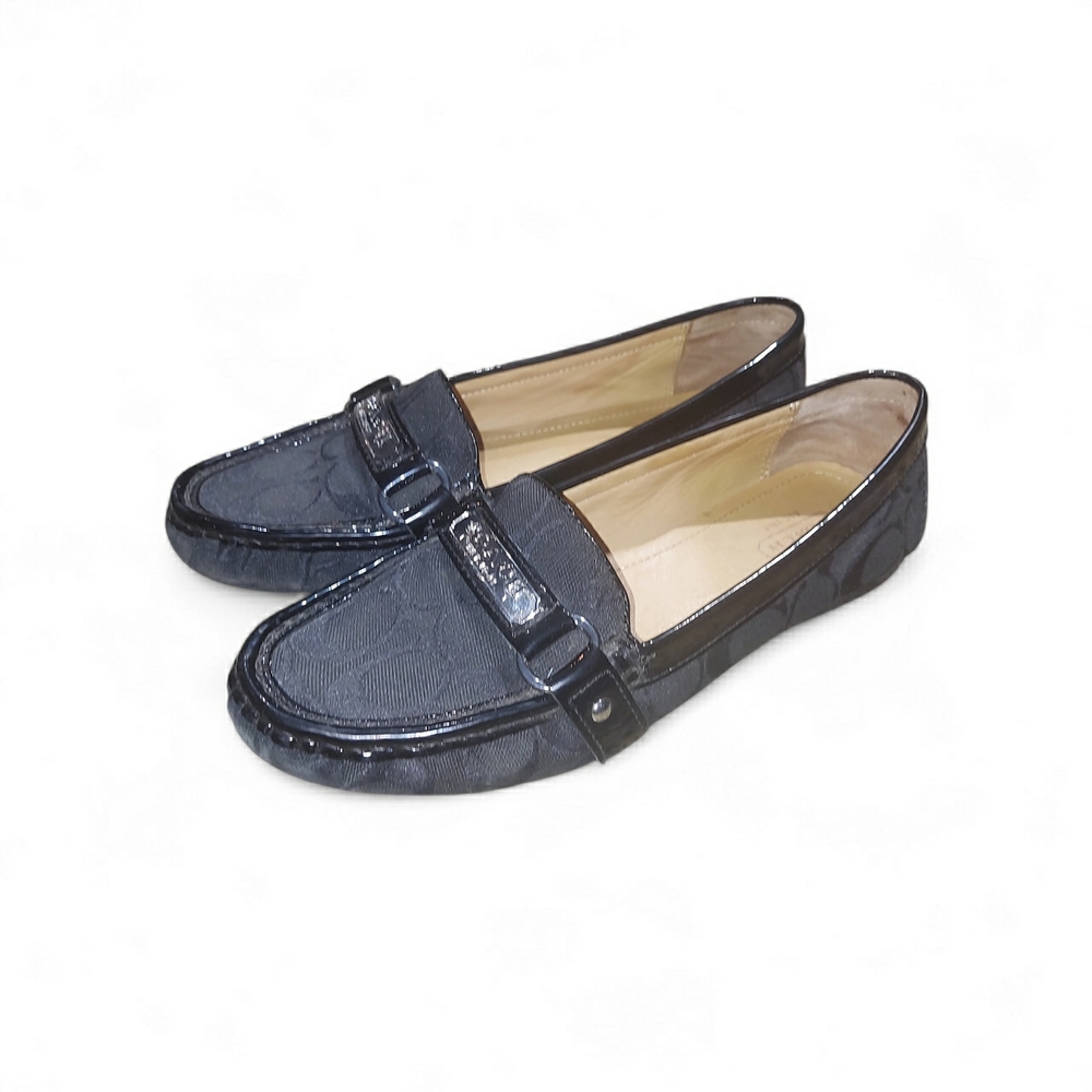 Coach Black Patterned Loafers